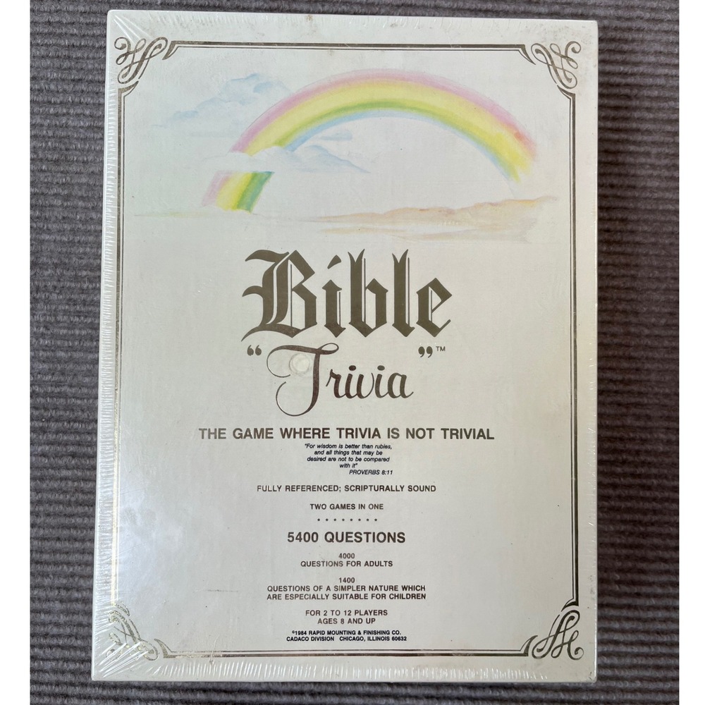 Vintage 1984 Cadaco Bible Trivia Board Game SEALED 5400 Questions No. 811 KJV